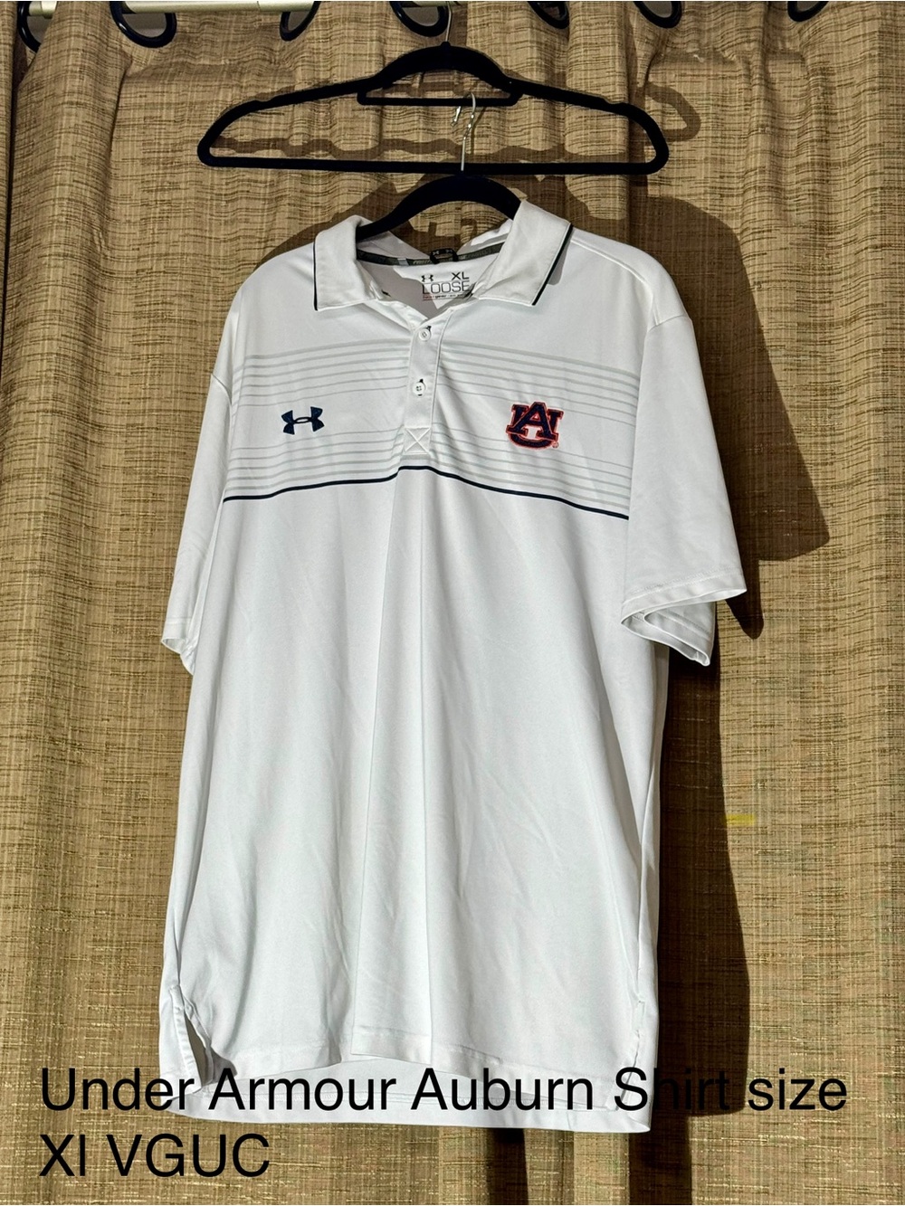 Under Armour White Polo with Navy and Orange Auburn Logo
